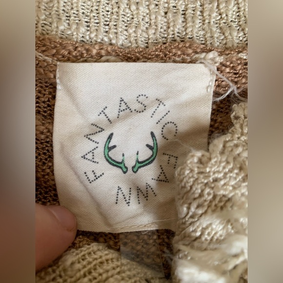 Fantastic fawn sweater striped oversized thin knit boho coastal oversized fringe - Picture 7 of 8